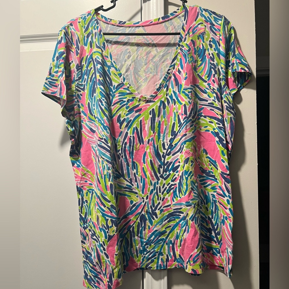 Lilly Pulitzer Pink and Blue Graphic Tee